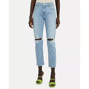 AGOLDE Toni Mid Rise Straight Ripped Knee Jeans in Blue Size 30